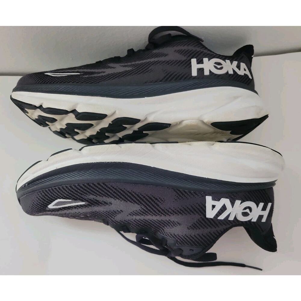 8.5 Hoka Women's Clifton 9 Black/White, Running Shoes-US 8.5 B - Picture 8 of 13